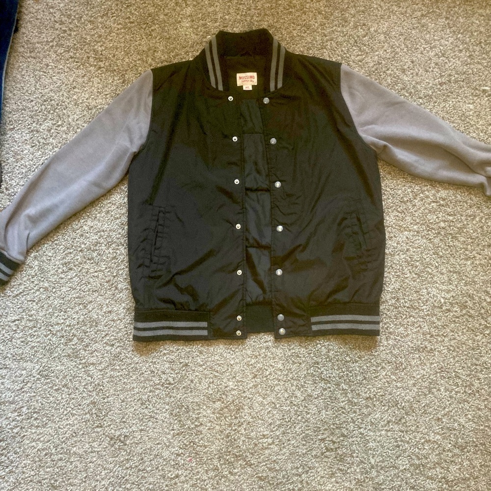 Black and gray varsity jacket by mossimo